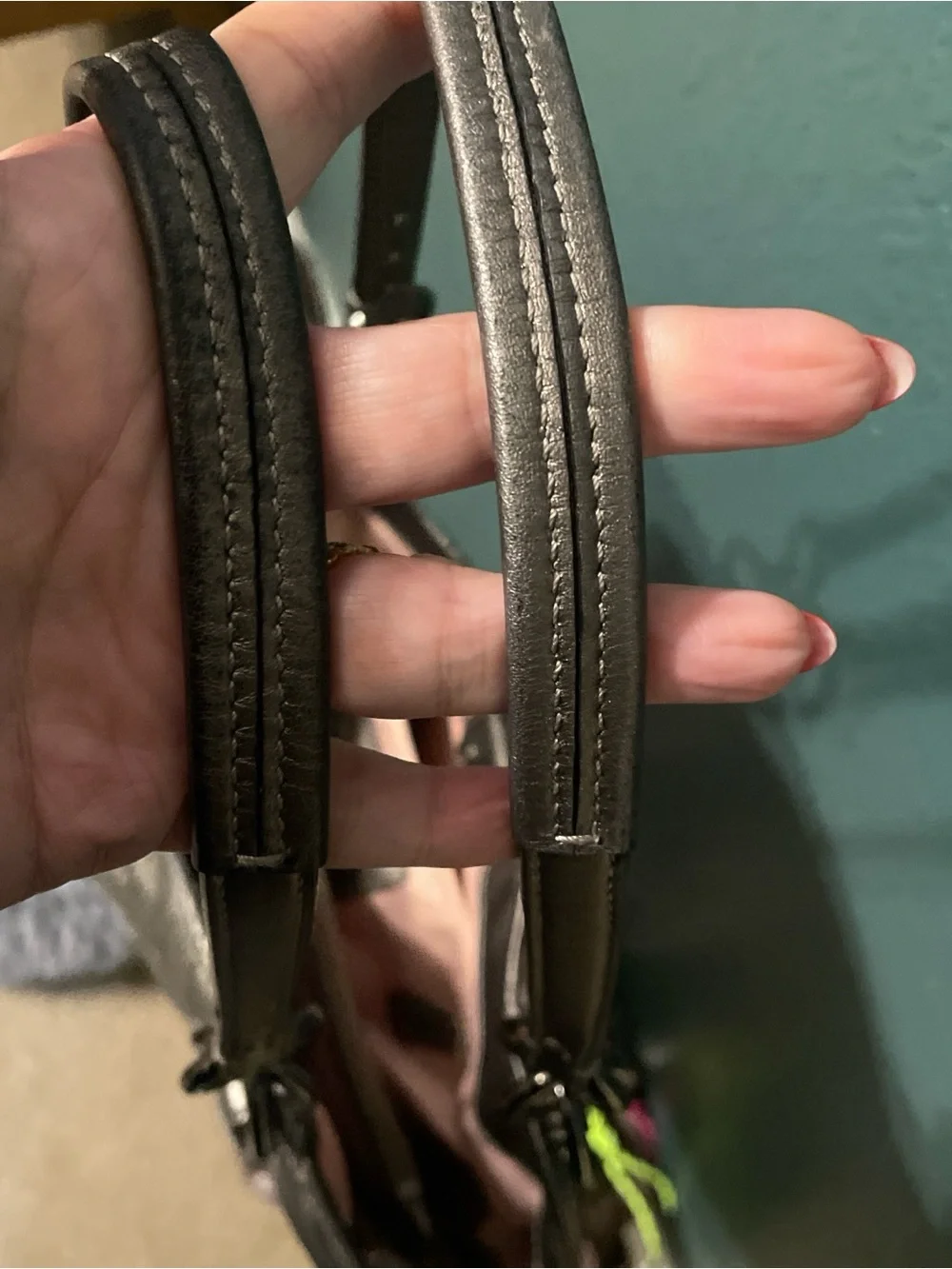 Coach Women's Metallic silver tote Bag with Ring-Detail Straps